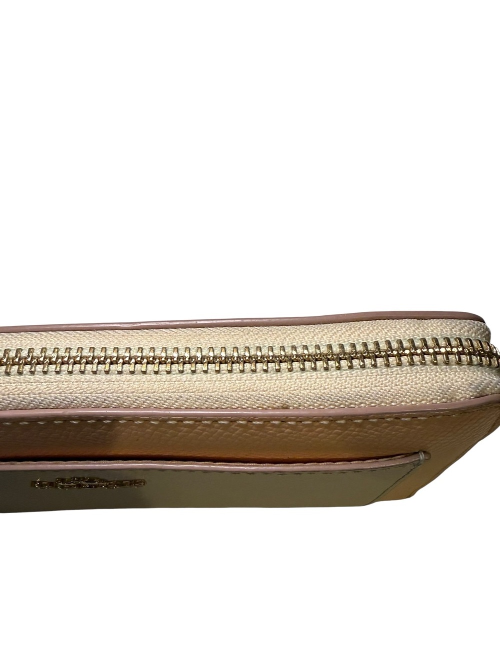 Coach Accordion Zip Wallet in Colorblock Pebble Leather - Pink / Light Gray - Picture 7 of 13